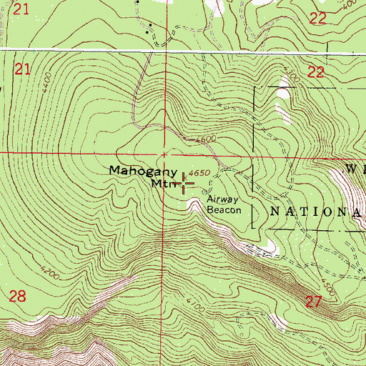 Topographic Map of Mahogany Mountain, OR