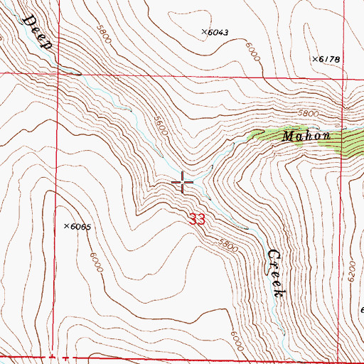 Topographic Map of Mahon Creek, OR