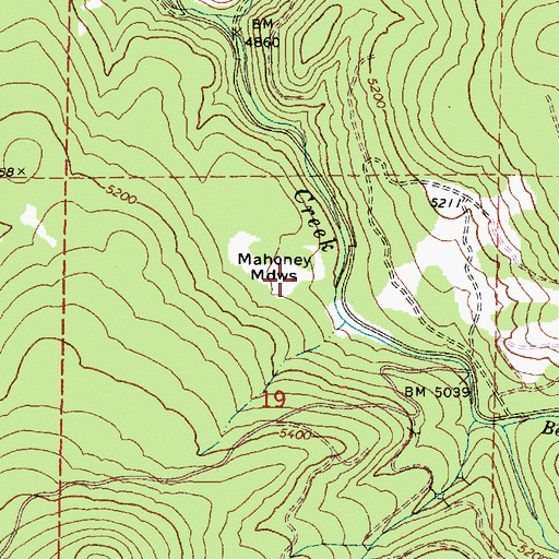 Topographic Map of Mahoney Meadows, OR
