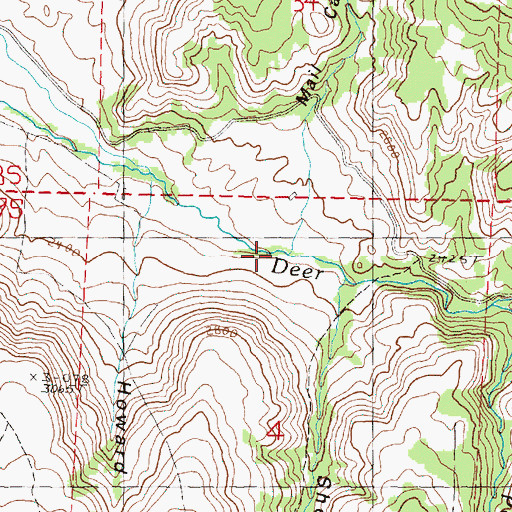 Topographic Map of Mail Canyon, OR