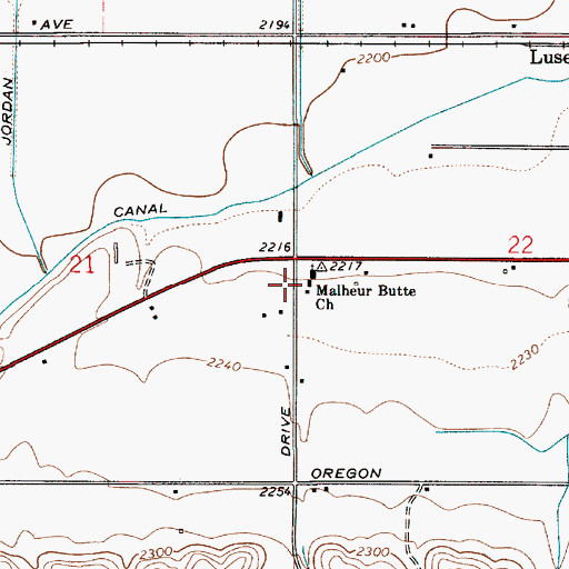 Topographic Map of Malheur Butte Church, OR