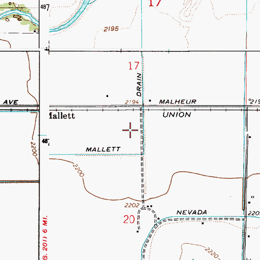 Topographic Map of Mallett Drain, OR