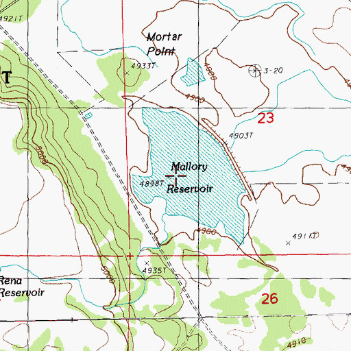 Topographic Map of Mallory Reservoir, OR