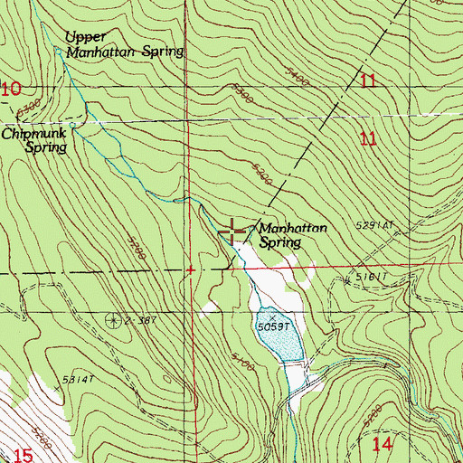 Topographic Map of Manhattan Spring, OR