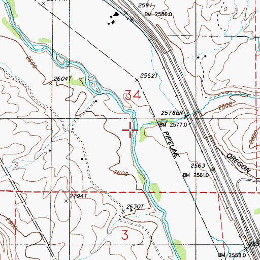 Topographic Map of Manning Creek, OR