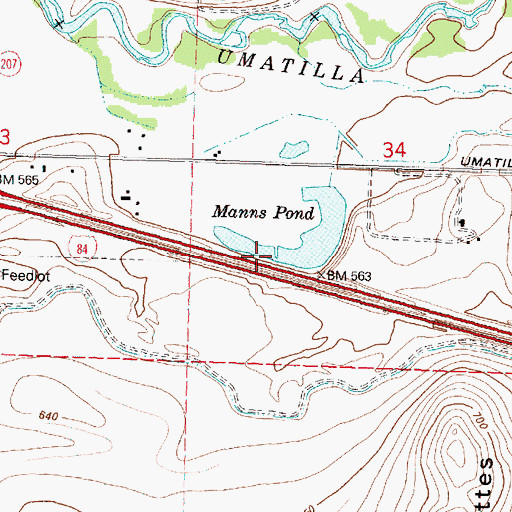 Topographic Map of Manns Pond, OR
