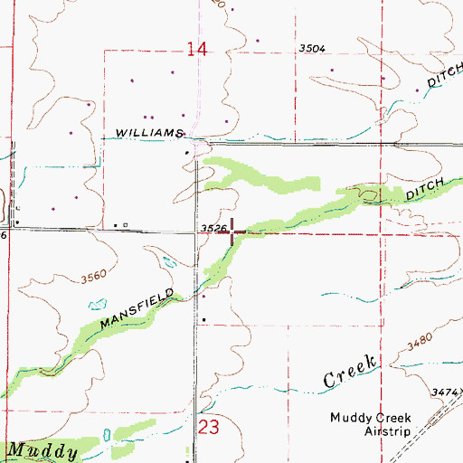 Topographic Map of Mansfield Ditch, OR