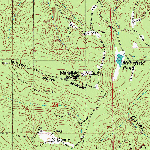 Topographic Map of Mansfield Lookout, OR