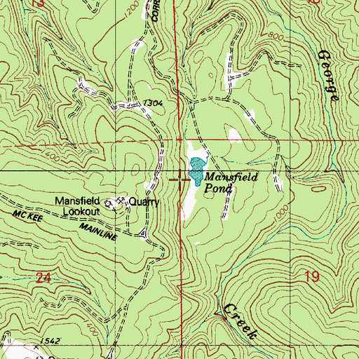Topographic Map of Mansfield Pond, OR