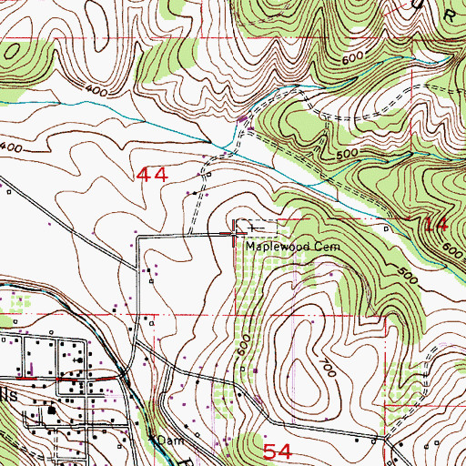 Topographic Map of Maplewood Pioneer Cemetery, OR