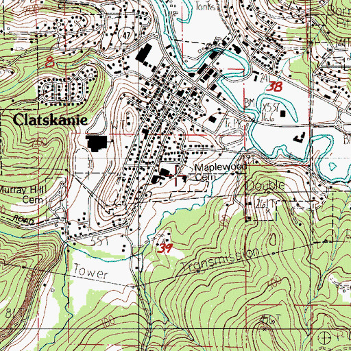 Topographic Map of Maplewood Cemetery, OR