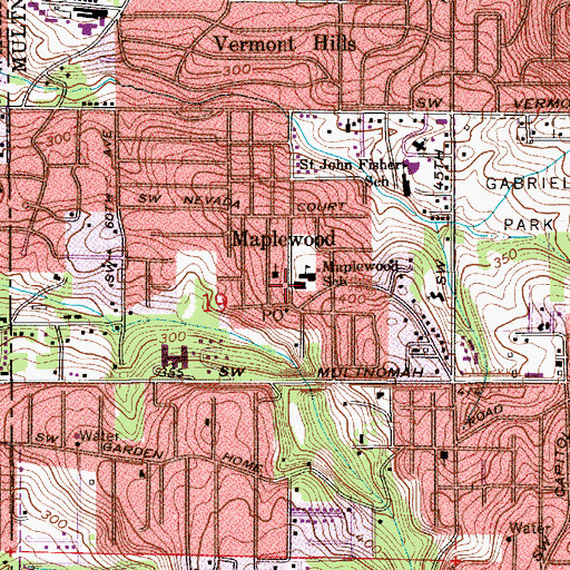 Topographic Map of Maplewood Elementary School, OR