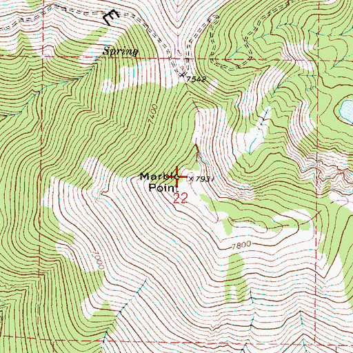 Topographic Map of Marble Point, OR