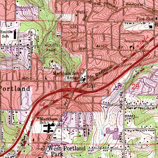Topographic Map of Markham School Annex (historical), OR