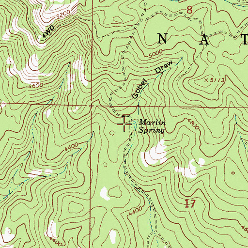 Topographic Map of Marlin Spring, OR