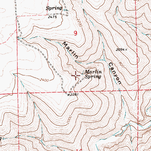 Topographic Map of Marlin Spring, OR