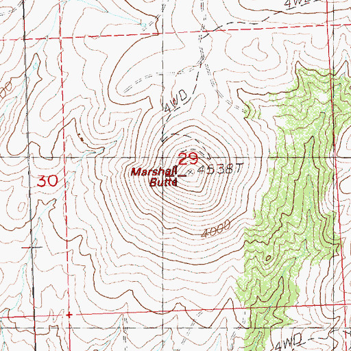 Topographic Map of Marshall Butte, OR