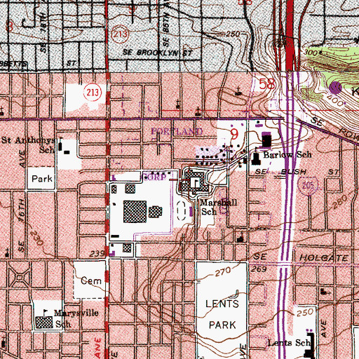 Topographic Map of Pauling Academy of Integrated Sciences, OR