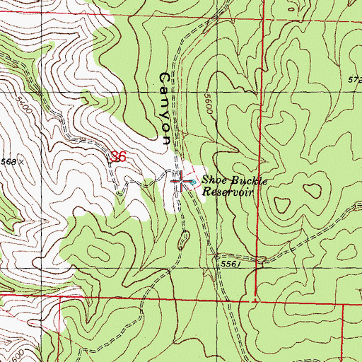 Topographic Map of Shoe Buckle Reservoir, AZ