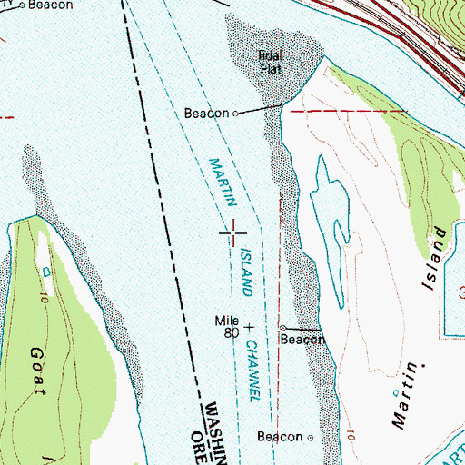 Topographic Map of Martin Island Channel, OR
