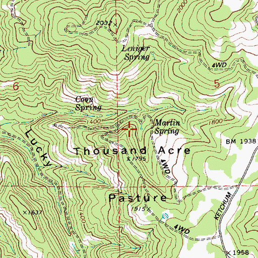 Topographic Map of Martin Spring, OR