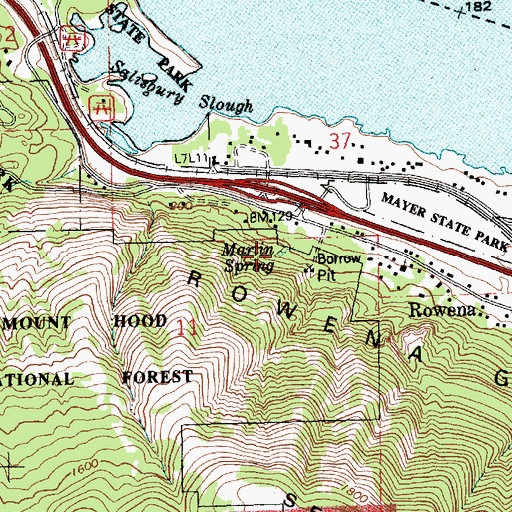 Topographic Map of Martin Spring, OR