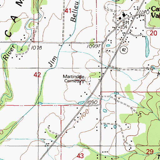 Topographic Map of Martindale Cemetery, OR