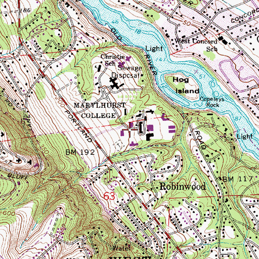Topographic Map of Marylhurst University, OR