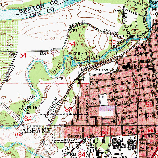 Topographic Map of Masonic Cemetery, OR