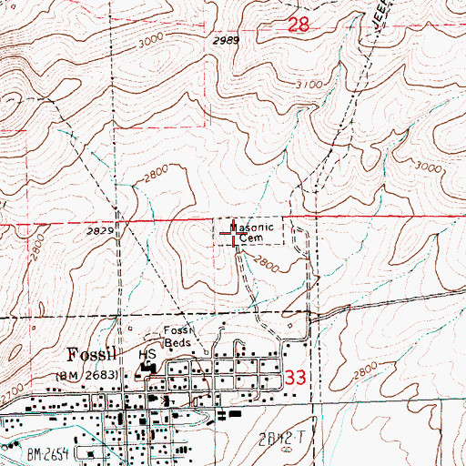 Topographic Map of Masonic Cemetery, OR