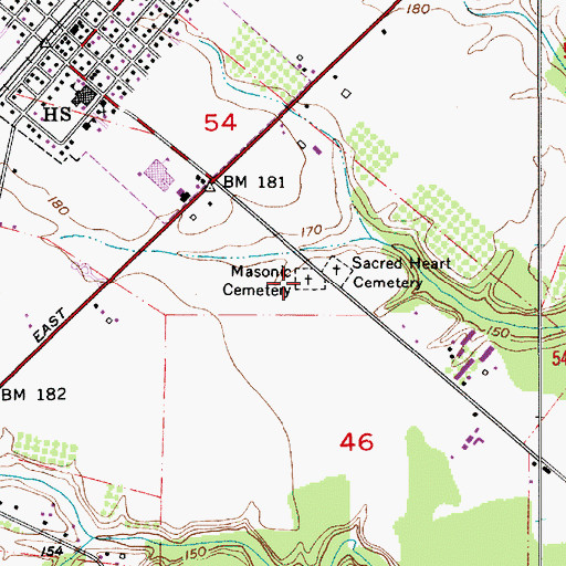 Topographic Map of Masonic Cemetery, OR