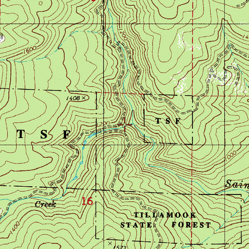 Topographic Map of Mathieu Creek, OR