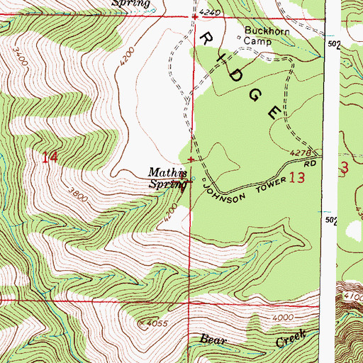Topographic Map of Mathis Spring, OR