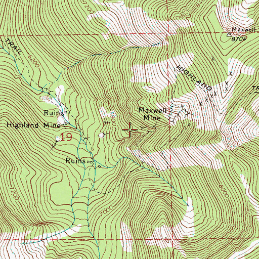 Topographic Map of Maxwell Mine, OR