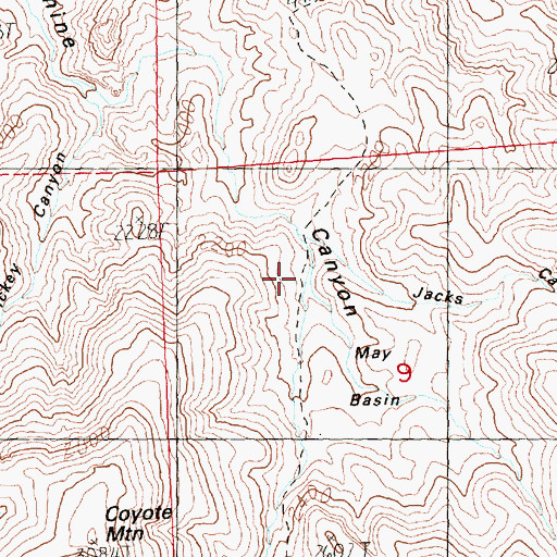 Topographic Map of May Basin, OR