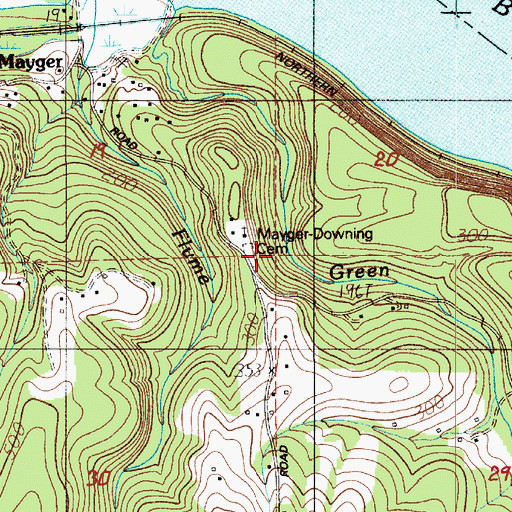Topographic Map of Mayger Downing Cemetery, OR