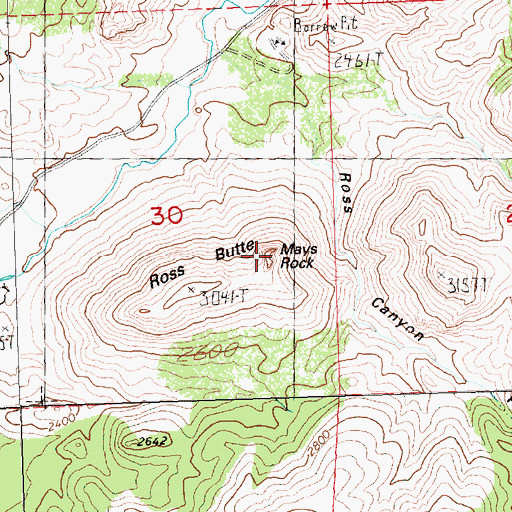 Topographic Map of Mays Rock, OR