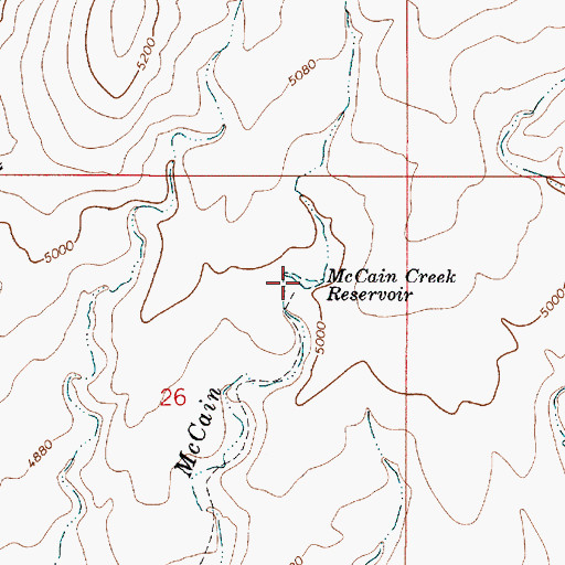 Topographic Map of McCain Creek Reservoir, OR
