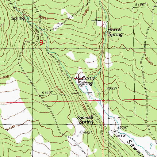 Topographic Map of McCartie Reservoir, OR