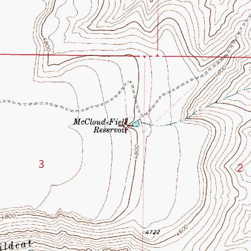 Topographic Map of McCloud-Field Reservoir, OR