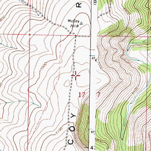 Topographic Map of McCoy Ridge, OR