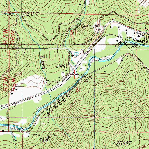 Topographic Map of McCullough Creek, OR