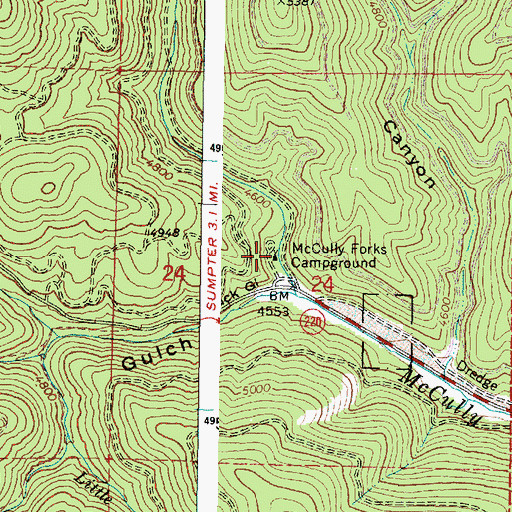 Topographic Map of McCully Recreation Site, OR