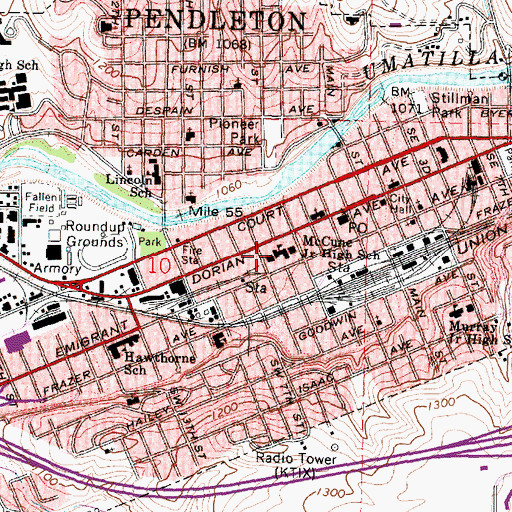Topographic Map of McCune Junior High School (historical), OR