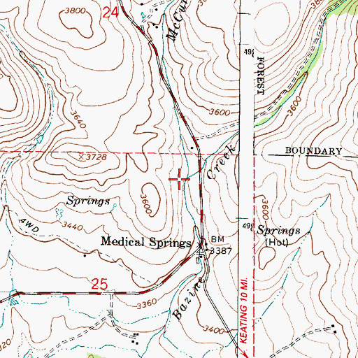 Topographic Map of McCurry Creek, OR