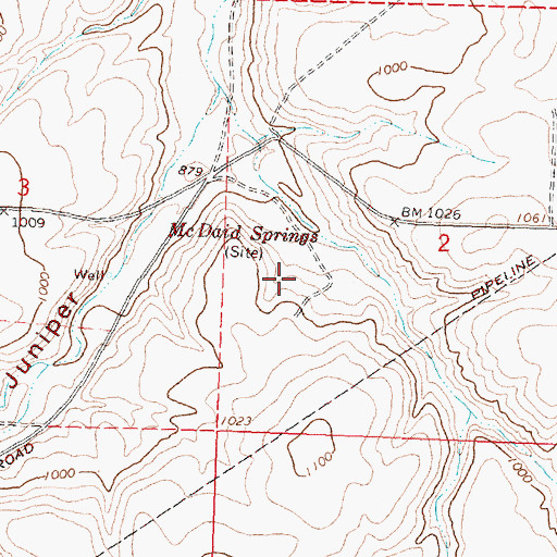 Topographic Map of McDaid Springs, OR
