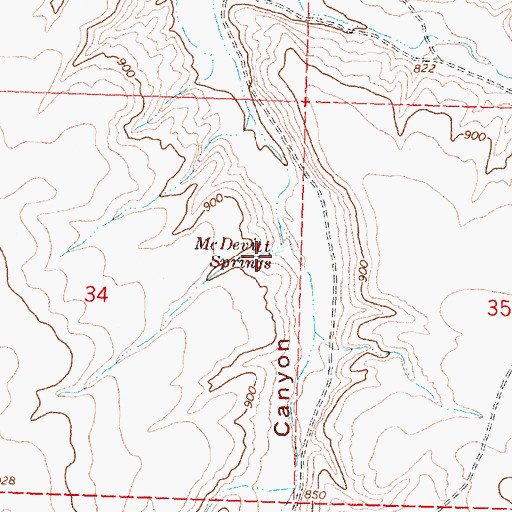 Topographic Map of McDevitt Springs, OR