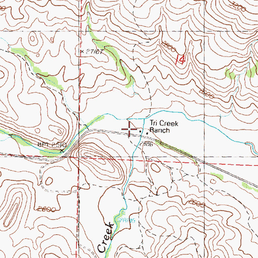 Topographic Map of Tri-Creek Ranch, OR