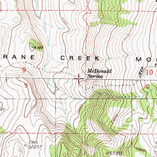 Topographic Map of McDonald Spring, OR