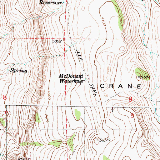 Topographic Map of McDonald Waterhole, OR